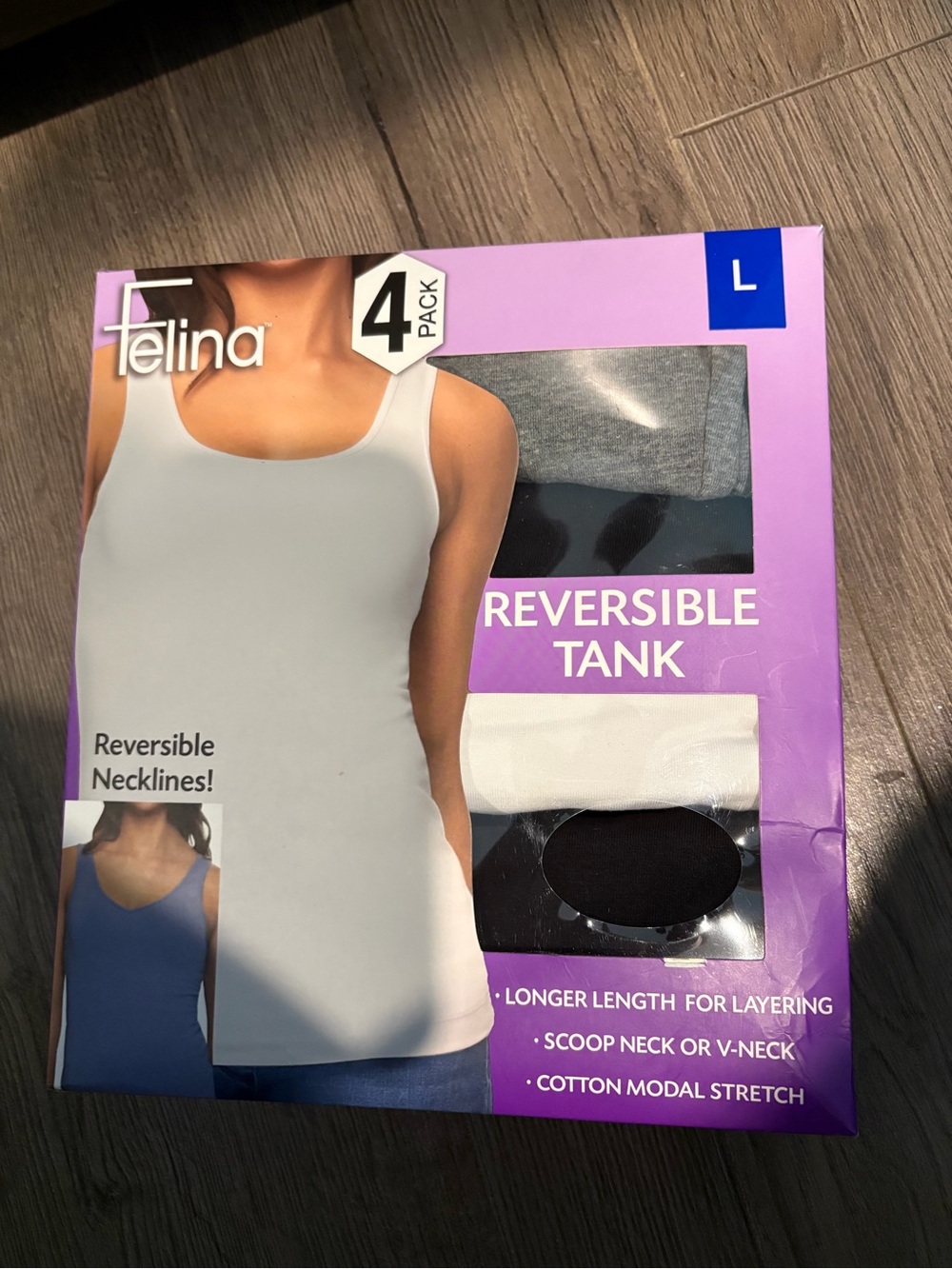 Women’s Felina 4PK Reversible Tank Size. L